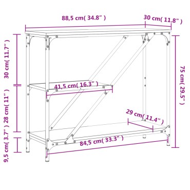 vidaXL Τραπέζι Κονσόλα Καφέ Δρυς 88,5x30x75cm Επεξεργασμένο Ξύλο 1 τεμ.