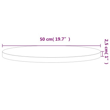 vidaXL Επιφάνεια Τραπεζιού Στρογγυλή 50x2,5cm Μασίφ Ξύλο Οξιάς 1 τεμ.