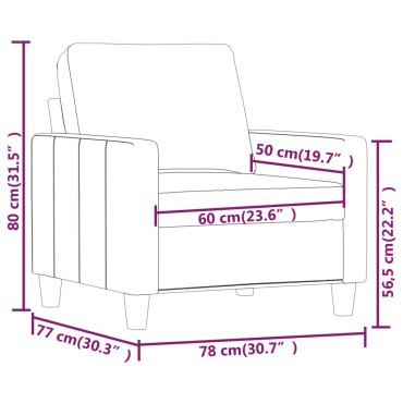 vidaXL Πολυθρόνα Μαύρη από Συνθετικό Δέρμα 78x77x80cm 1 τεμ. Γωνιακός