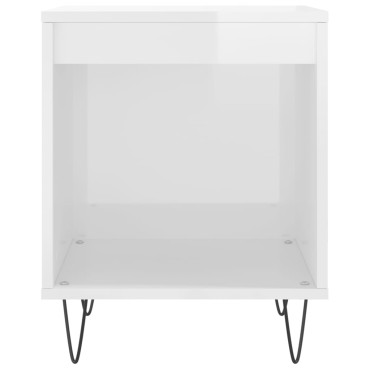 vidaXL Κομοδίνο Γυαλ. Λευκό 40x35x50cm από Επεξεργασμένο Ξύλο 1 τεμ.