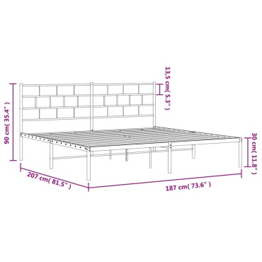 vidaXL Πλαίσιο Κρεβατιού με Κεφαλάρι Μαύρο 180 x 200 εκ. Μεταλλικό