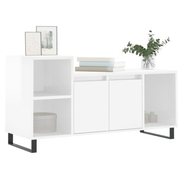 vidaXL Έπιπλο Τηλεόρασης Γυαλ. Λευκό 100x35x55cm Επεξεργασμένο Ξύλο