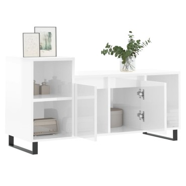 vidaXL Έπιπλο Τηλεόρασης Γυαλ. Λευκό 100x35x55cm Επεξεργασμένο Ξύλο