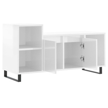 vidaXL Έπιπλο Τηλεόρασης Γυαλ. Λευκό 100x35x55cm Επεξεργασμένο Ξύλο