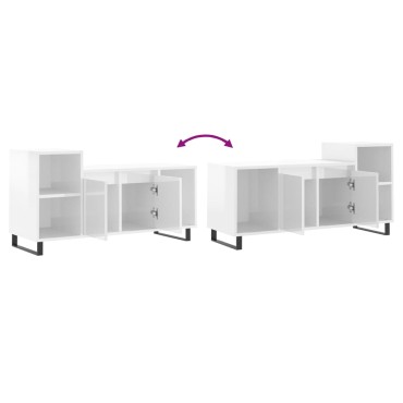 vidaXL Έπιπλο Τηλεόρασης Γυαλ. Λευκό 100x35x55cm Επεξεργασμένο Ξύλο