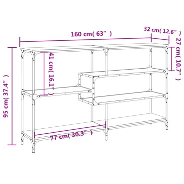 vidaXL Τραπέζι Κονσόλα Μαύρο 160x32x95cm Επεξεργασμένο Ξύλο 1 τεμ.
