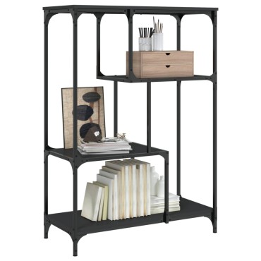 vidaXL Βιβλιοθήκη Μαύρη 81x36x115cm Επεξεργασμένο Ξύλο / Ατσάλι 1 τεμ.