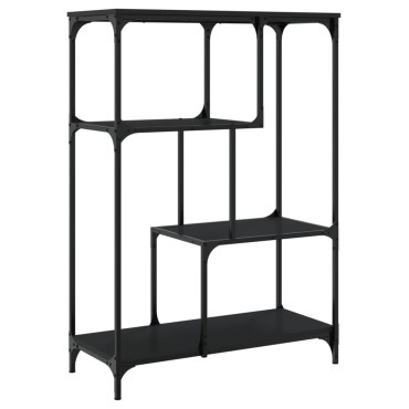 vidaXL Βιβλιοθήκη Μαύρη 81x36x115cm Επεξεργασμένο Ξύλο / Ατσάλι 1 τεμ.