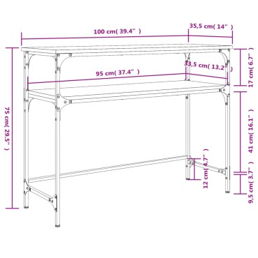 vidaXL Τραπέζι Κονσόλα Καφέ Δρυς 100x35,5x75cm Επεξεργασμένο Ξύλο 1 τεμ.