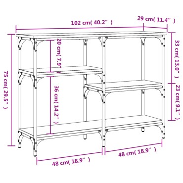 vidaXL Τραπέζι Κονσόλα Μαύρο 102x29x75cm Επεξεργασμένο Ξύλο 1 τεμ.