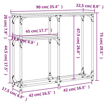 vidaXL Τραπέζι Κονσόλα Καφέ Δρυς 90x22,5x75cm Επεξεργασμένο Ξύλο 1 τεμ.