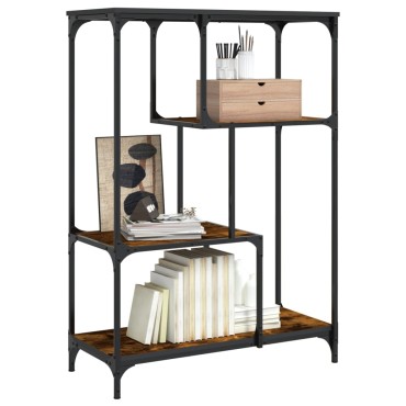 vidaXL Βιβλιοθήκη Καπνιστή Δρυς 81x36x115cm Επεξεργ. Ξύλο/Ατσάλι 1 τεμ.