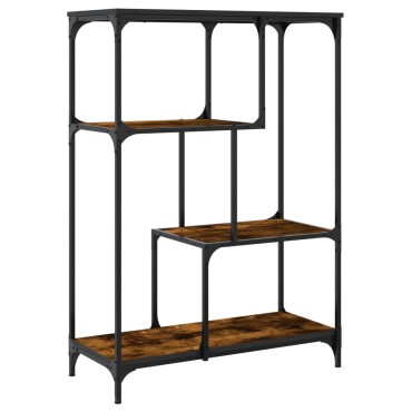 vidaXL Βιβλιοθήκη Καπνιστή Δρυς 81x36x115cm Επεξεργ. Ξύλο/Ατσάλι 1 τεμ.