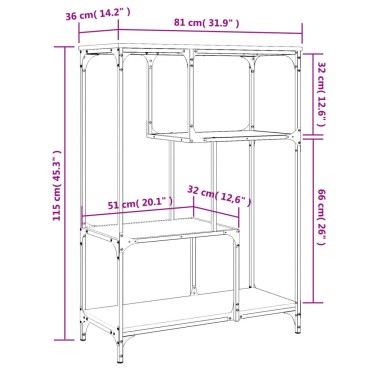 vidaXL Βιβλιοθήκη Καπνιστή Δρυς 81x36x115cm Επεξεργ. Ξύλο/Ατσάλι 1 τεμ.