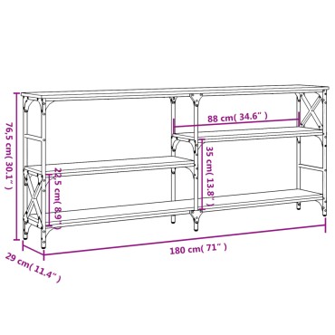 vidaXL Τραπέζι Κονσόλα Καφέ Δρυς 180x29x76,5cm Επεξεργασμένο Ξύλο 1 τεμ.