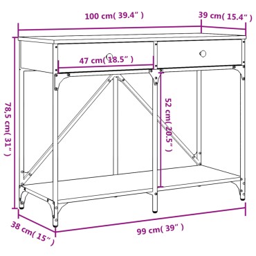 vidaXL Τραπέζι Κονσόλα Μαύρο 100x39x78,5cm από Επεξεργ. Ξύλο 1 τεμ.