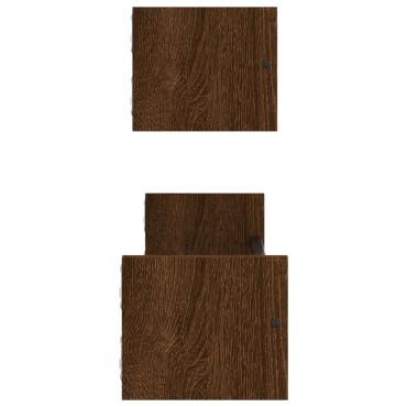vidaXL Ράφια Τοίχου με Μπάρα 2 τεμ. Καφέ Δρυς 60x16x14cm