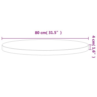 vidaXL Επιφάνεια Τραπεζιού Στρογγυλή 80x4cm Μασίφ Ξύλο Οξιάς 1 τεμ.