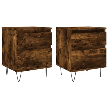 vidaXL Κομοδίνα 2 τεμ. Καπνιστή Δρυς 40x35x50cm Επεξεργ. Ξύλο
