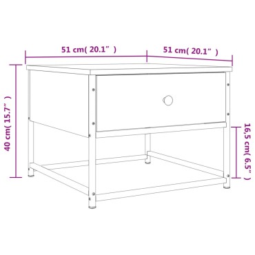 vidaXL Τραπεζάκι Σαλονιού Καπνιστή Δρυς 51x51x40cm Επεξεργασμ. Ξύλο 1 τεμ.