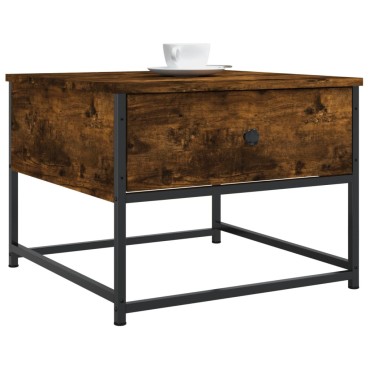 vidaXL Τραπεζάκι Σαλονιού Καπνιστή Δρυς 51x51x40cm Επεξεργασμ. Ξύλο 1 τεμ.