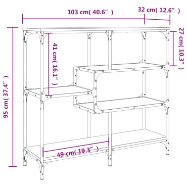 vidaXL Τραπέζι Κονσόλα Καφέ Δρυς 103x32x95cm Επεξεργασμένο Ξύλο 1 τεμ.