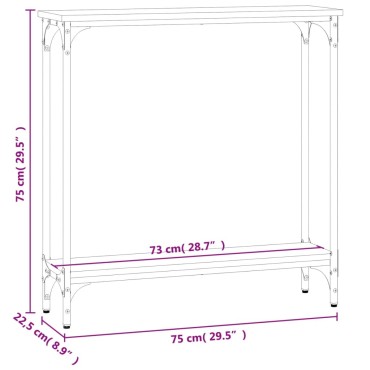 vidaXL Τραπέζι Κονσόλα Μαύρο 75x22,5x75cm από Επεξεργ. Ξύλο 1 τεμ.