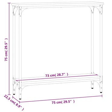 vidaXL Τραπέζι Κονσόλα Καπνιστή Δρυς 75x22,5x75cm Επεξεργ. Ξύλο 1 τεμ.