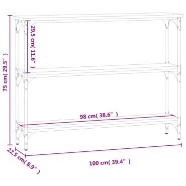 vidaXL Τραπέζι Κονσόλα Καφέ Δρυς 100x22,5x75cm Επεξεργασμένο Ξύλο 1 τεμ.