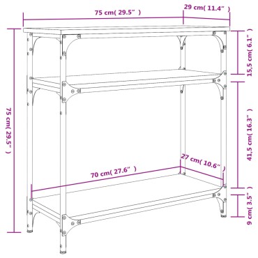 vidaXL Τραπέζι Κονσόλα Γκρι Sonoma 75x29x75cm Επεξεργασμένο Ξύλο 1 τεμ.