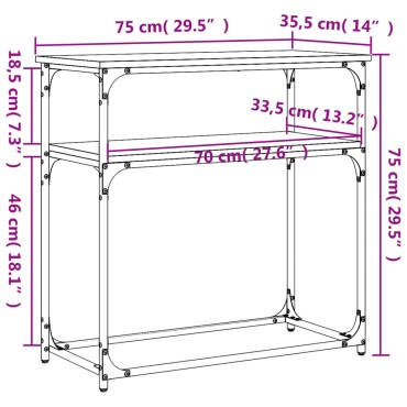 vidaXL Τραπέζι Κονσόλα Καφέ Δρυς 75x35,5x75cm Επεξεργασμένο Ξύλο 1 τεμ.