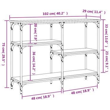 vidaXL Τραπέζι Κονσόλα Γκρι Sonoma 102x29x75cm Επεξεργασμένο Ξύλο 1 τεμ.