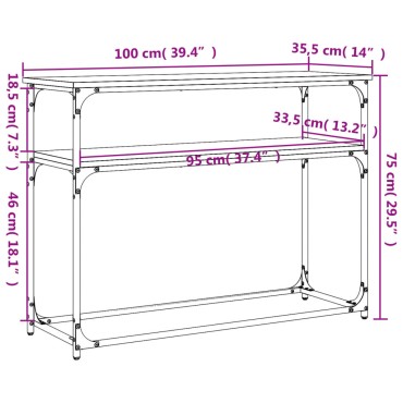 vidaXL Τραπέζι Κονσόλα Καφέ Δρυς 100x35,5x75cm Επεξεργασμένο Ξύλο 1 τεμ.