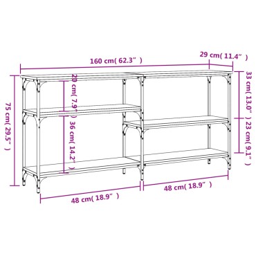 vidaXL Τραπέζι Κονσόλα Γκρι Sonoma 160x29x75cm Επεξεργασμένο Ξύλο 1 τεμ.