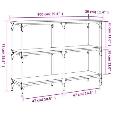 vidaXL Τραπέζι Κονσόλα Καφέ Δρυς 100x29x75cm Επεξεργασμένο Ξύλο 1 τεμ.