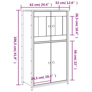 vidaXL Ντουλάπι Καφέ Δρυς 62x32x106,5cm από Επεξεργασμένο Ξύλο 1 τεμ.