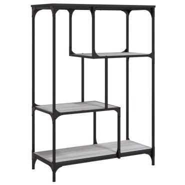 vidaXL Βιβλιοθήκη Γκρι Sonoma 81x36x115cm Επεξεργ. Ξύλο / Ατσάλι 1 τεμ.