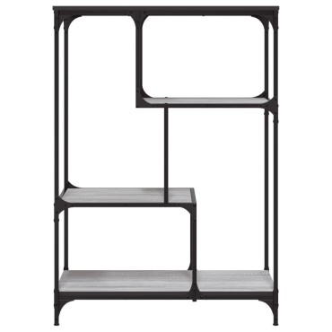 vidaXL Βιβλιοθήκη Γκρι Sonoma 81x36x115cm Επεξεργ. Ξύλο / Ατσάλι 1 τεμ.