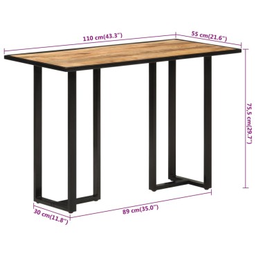 vidaXL Τραπεζαρία 110x55x75,5cm από Μασίφ Ξύλο Μάνγκο 1 τεμ.