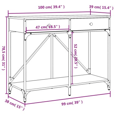 vidaXL Τραπέζι Κονσόλα Γκρι Sonoma 100x39x78,5cm Επεξεργασμένο Ξύλο 1 τεμ.