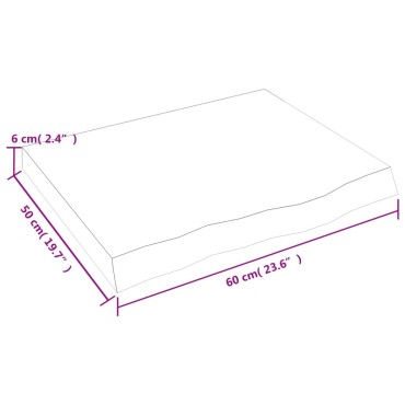 vidaXL Ράφι Τοίχου 60x50x(2-6)cm από Ακατέργαστο Μασίφ Ξύλο Δρυός 1 τεμ.