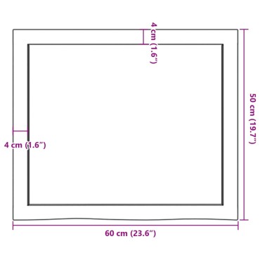 vidaXL Ράφι Τοίχου 60x50x(2-6)cm από Ακατέργαστο Μασίφ Ξύλο Δρυός 1 τεμ.