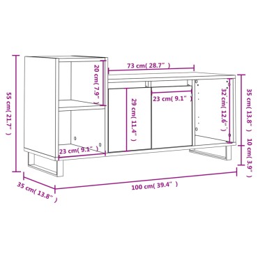 vidaXL Έπιπλο Τηλεόρασης Καπνιστή Δρυς 100x35x55cm Επεξ. Ξύλο