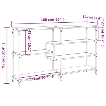 vidaXL Τραπέζι Κονσόλα Γκρι Sonoma 160x32x95cm Επεξεργασμένο Ξύλο 1 τεμ.