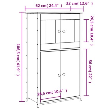 vidaXL Ντουλάπι Μαύρο 62x32x106,5cm από Επεξεργασμένο Ξύλο 1 τεμ.
