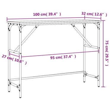 vidaXL Τραπέζι Κονσόλα Καφέ Δρυς 100x32x75cm Επεξεργασμένο Ξύλο 1 τεμ.