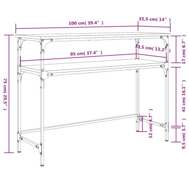 vidaXL Τραπέζι Κονσόλα Sonoma Δρυς 100x35,5x75cm Επεξεργασμένο Ξύλο 1 τεμ.