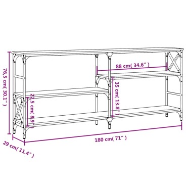 vidaXL Τραπέζι Κονσόλα Γκρι Sonoma 180x29x76,5cm Επεξεργ. Ξύλο 1 τεμ.