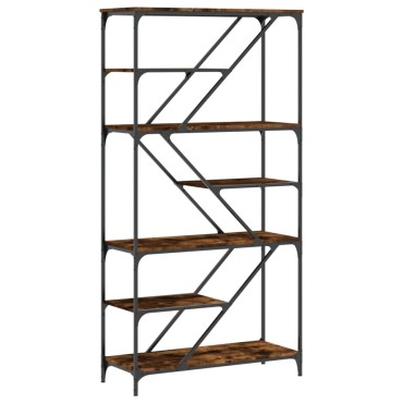 vidaXL Βιβλιοθήκη Καπνιστή Δρυς 91x36x176cm Επεξεργ. Ξύλο/Ατσάλι 1 τεμ.