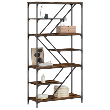 vidaXL Βιβλιοθήκη Καπνιστή Δρυς 91x36x176cm Επεξεργ. Ξύλο/Ατσάλι 1 τεμ.